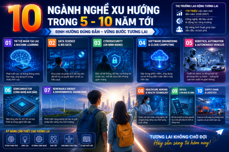 10 Ngành Nghề Xu Hướng 5–10 Năm Tới- Học Sinh Nên Chọn Ngành Gì