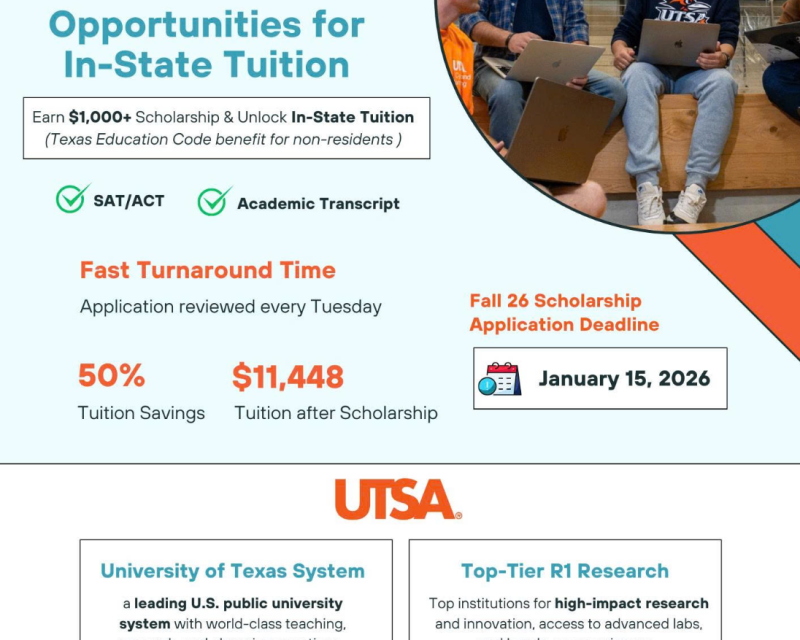 DU HỌC MỸ – CƠ HỘI NHẬN IN-STATE TUITION TẠI TRƯỜNG UTSA