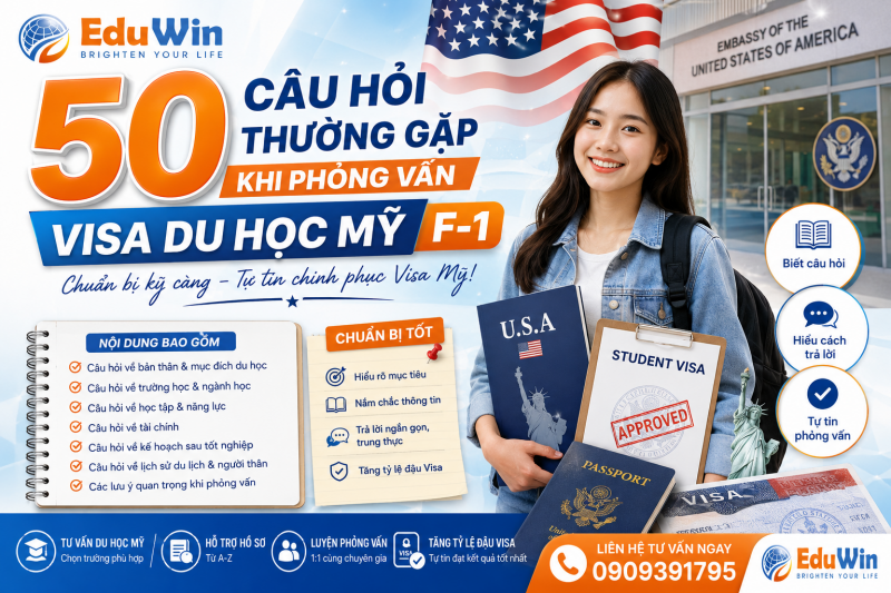 50 câu hỏi thường gặp khi phỏng vấn visa du học Mỹ F1