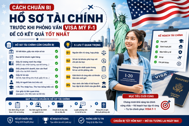 Cách chuẩn bị hồ sơ tài chính trước khi phỏng vấn du học Mỹ