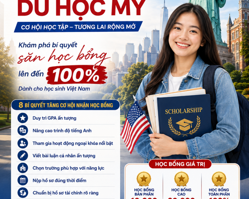 Cách săn học bổng du học Mỹ thành công năm 2027-Bí quyết tăng cơ hội nhận học bổng